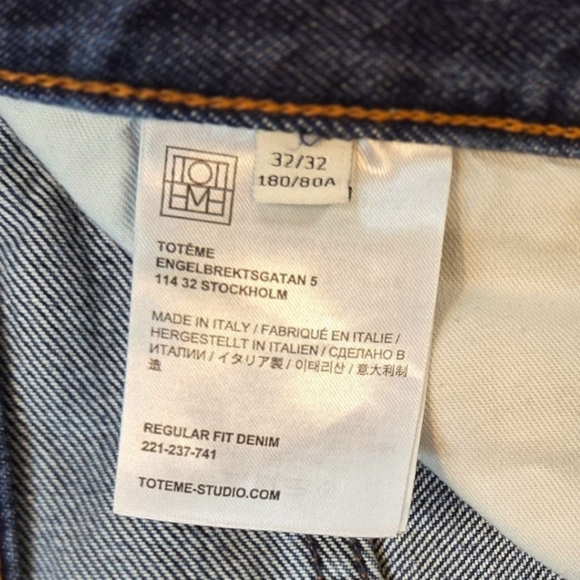 TOTEME Women's Regular Fit Jeans - Size 32/32 - Picture 9 of 10